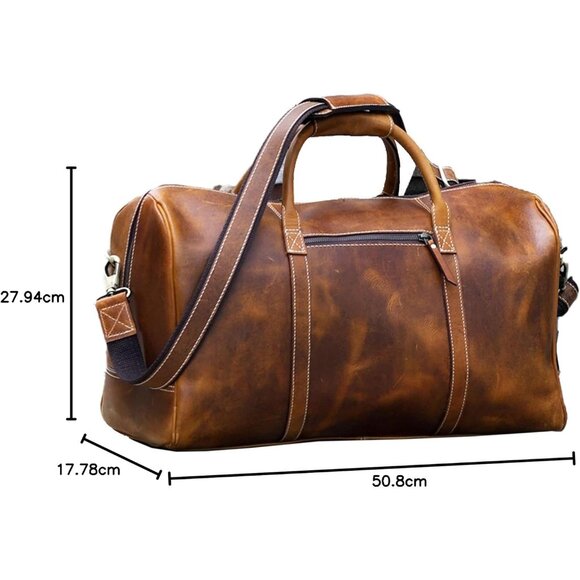 🆕 Women Brown Leather Duffel Bags Full Grain Travel Overnight Weekend  Sports - Picture 8 of 8